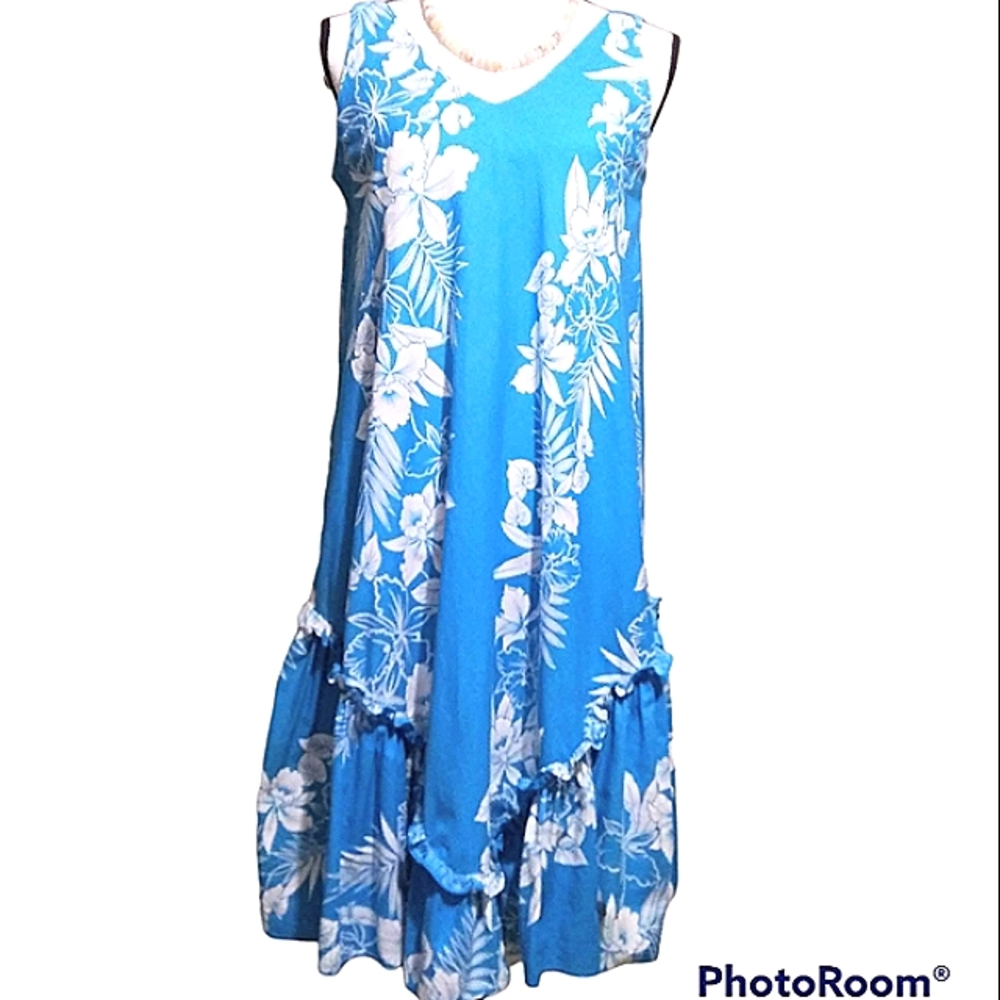 VINTAGE MALAMA TROPICAL FLORAL HAWAIIAN SLEEVELESS SUNDRESS VACATION LEISURE